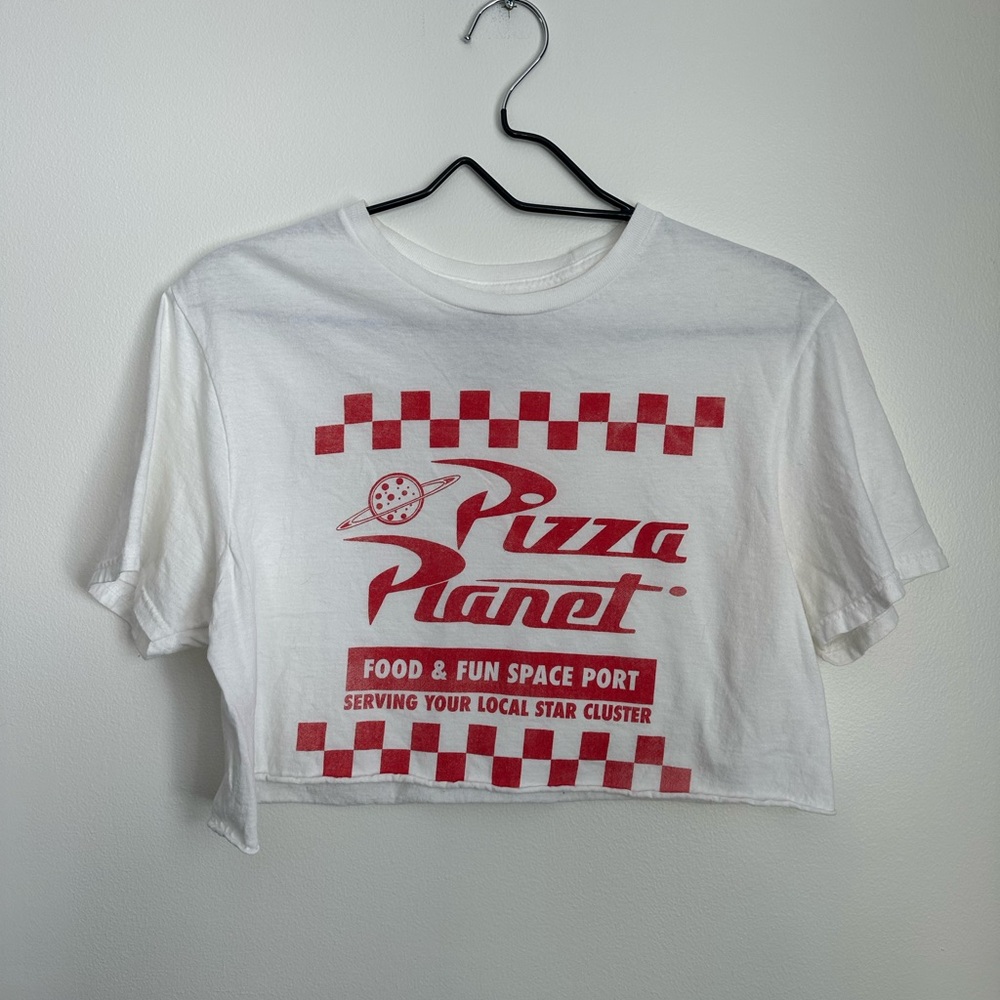 Pizza Planet White and Red Crop Top